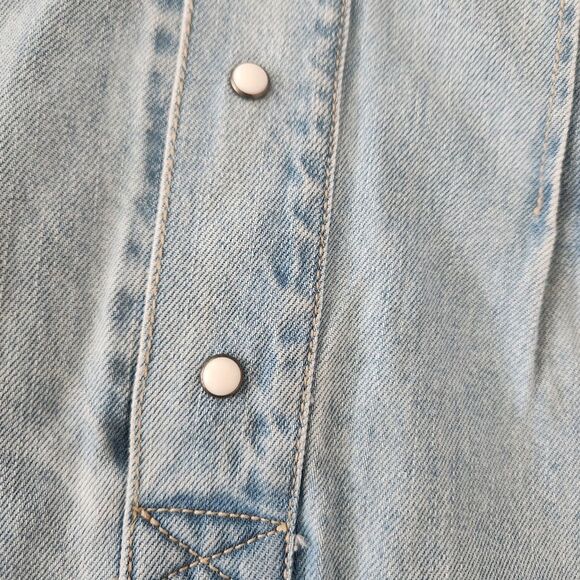 Free‎ People Rowley Mini Dress Sunbleached Light Blue Denim Size XL - Picture 6 of 12